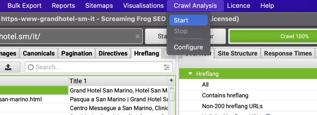 perform crawl analysis to view unlinked hreflang URLs
