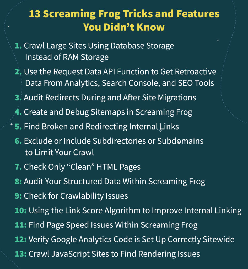 13 screaming frog tips and features