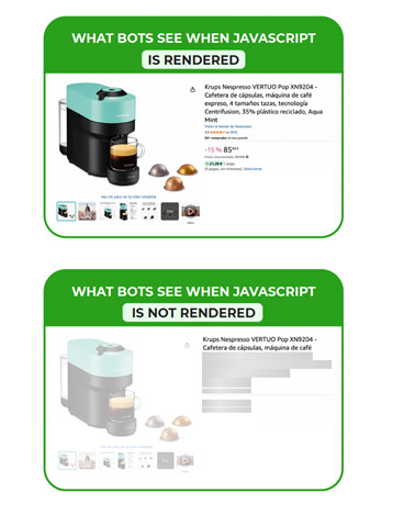 Example of what agentic commerce bots see when JS is not rendered