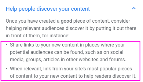 Google snippet on internal linking