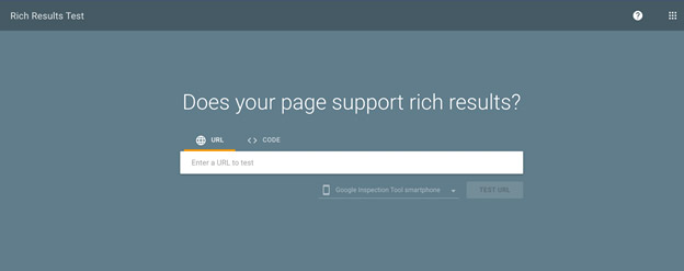 Google's rich results test for validating schema markups