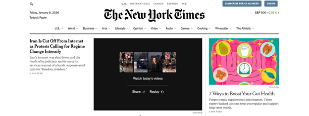 New York Times - an example of AIfriendly website