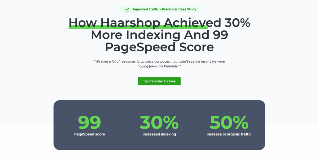 Prerender.io customer success story with Haarshop