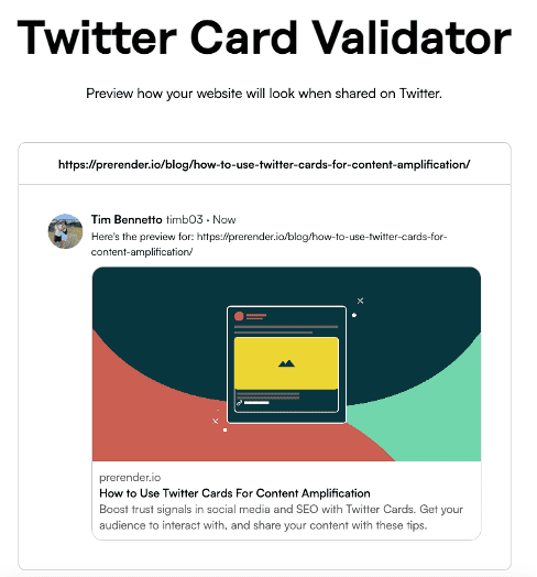 Preview of Twitter’s Card validator