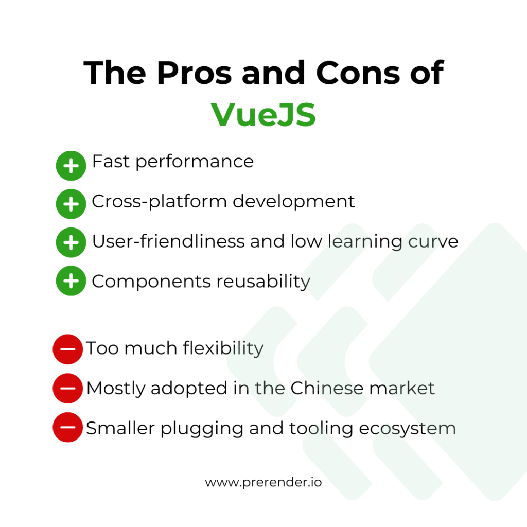 Pros and cons of VueJS