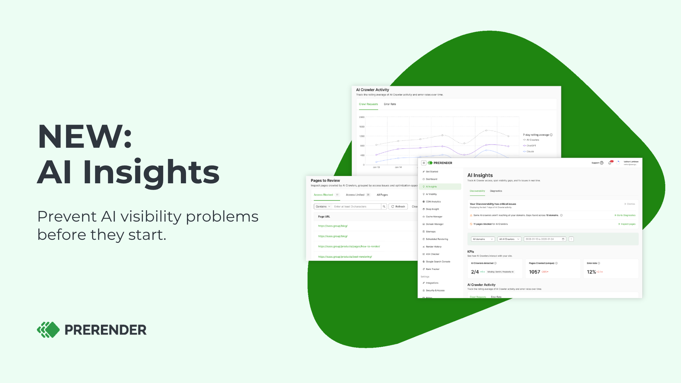 AI Insights from Prerender.io: a new way to track, monitor, and fix AI crawler access issues and prevent AI visibility problems before they start