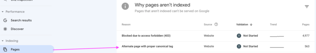 canonical page fix on GSC