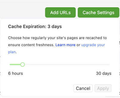 how to set your cache expiration on Prerender.io