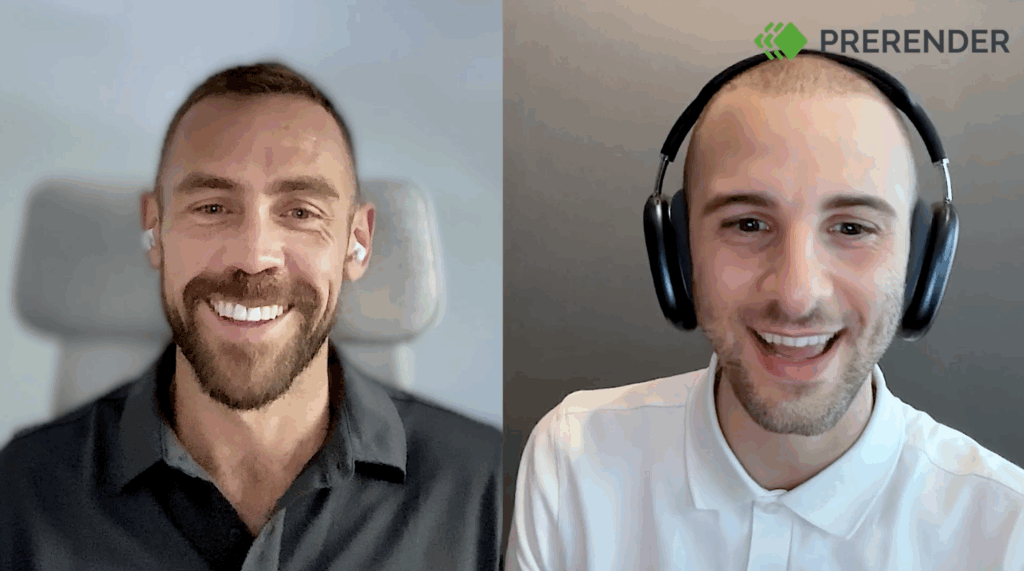 Joe Walsh, host of Get Discovered and CEO of Prerender.io, and Marius Meiners, Co-founder of Peec.ai on the Get Discovered podcast by Prerender.io