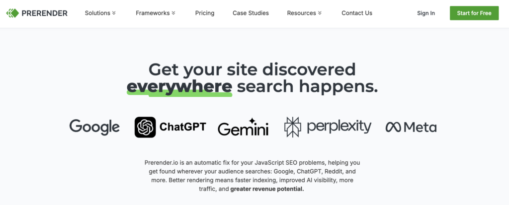 Prerender.io homepage