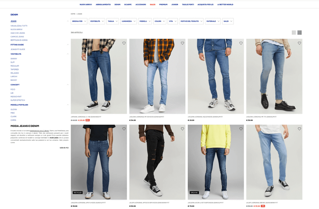 product categories example page