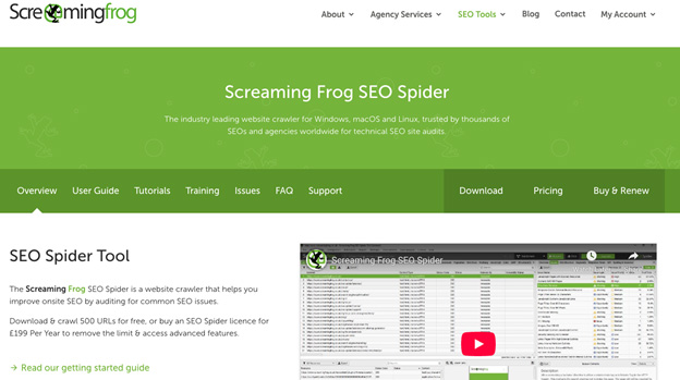 Screaming Frog homepage