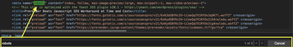 search for robots.txt