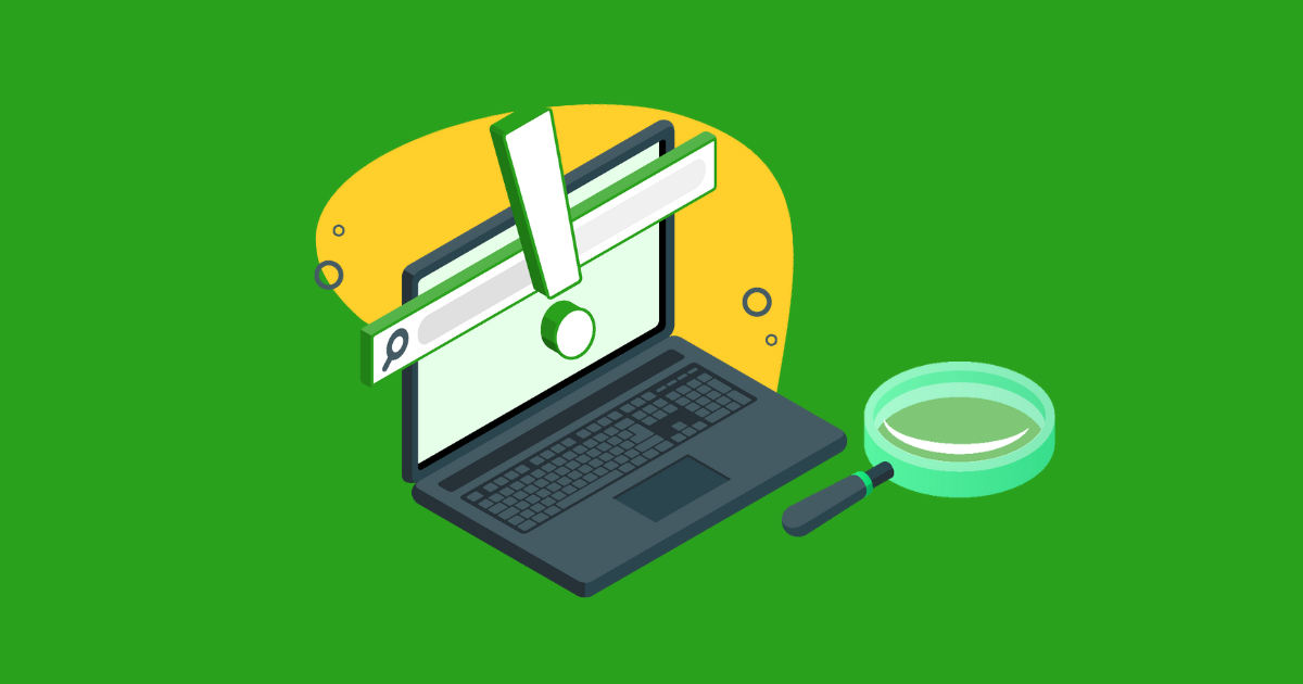 An image with a green background and yellow illustration representing SEO issues.