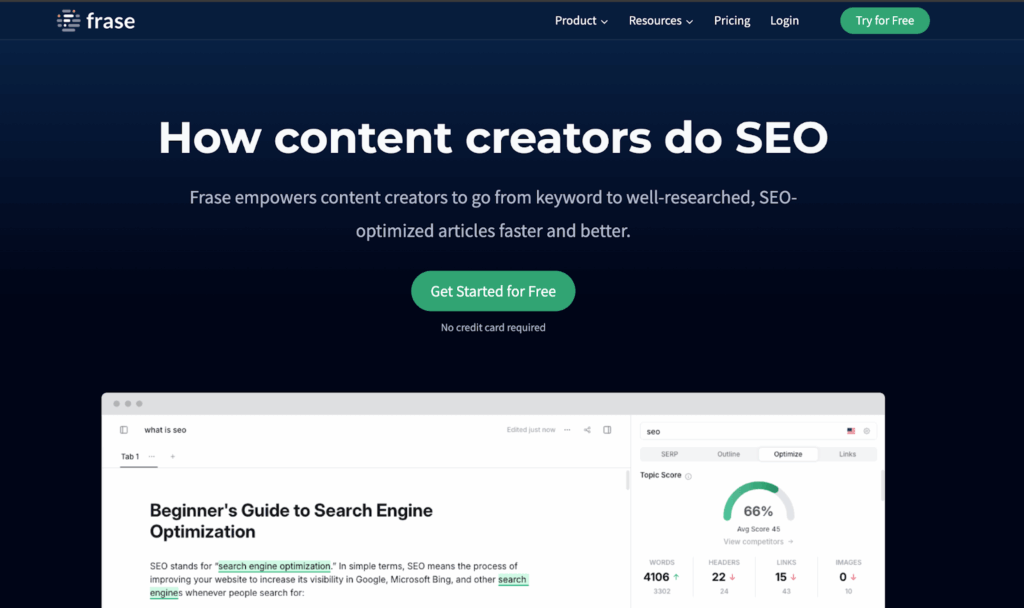 Frase AI content optimization tool