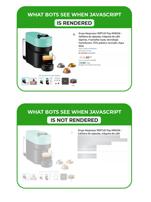 What users see vs. what Google AdsBot sees when JS is not rendered